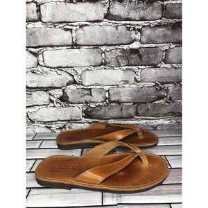 Klimatsakis Brown Leather Casual Flip Flops Greek Thong Sandals Women Sz 41EU